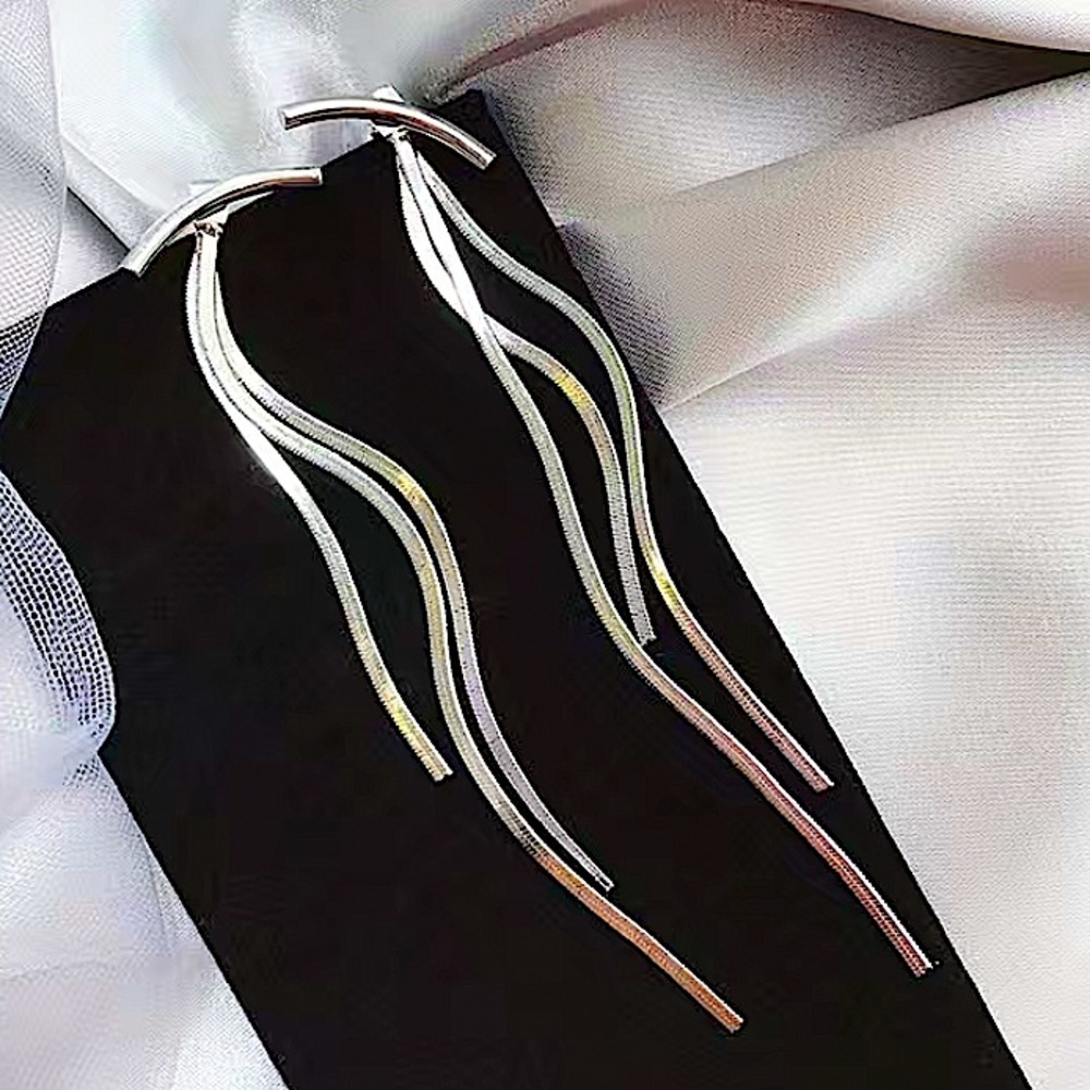 Sterling Silver Tassel Chandelier Fringe Earrings